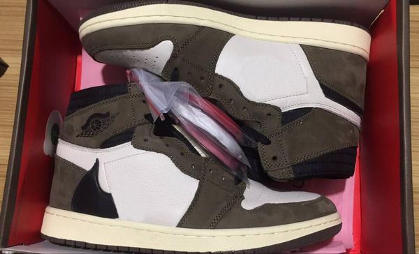 

1 high og travis scotts cactus jack suede dark mocha ts sp 3m basketball shoes men women 1s sneakers with box