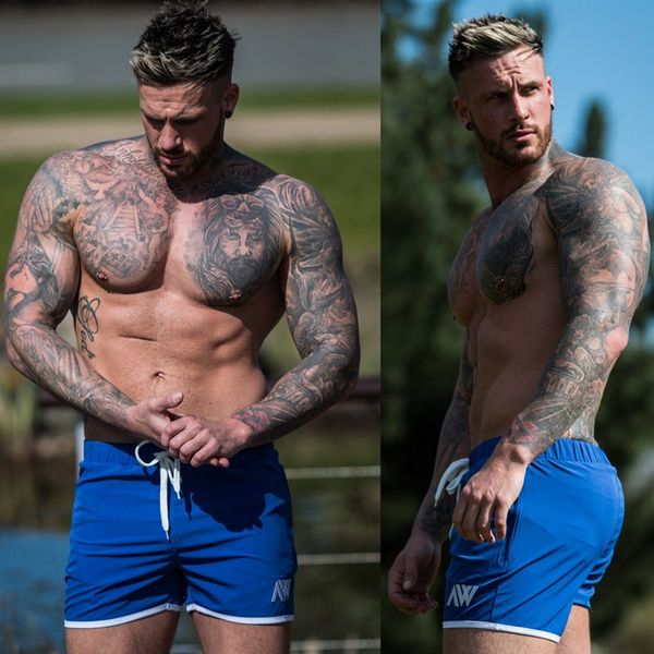 

summer mens shorts jogger fitness fashion casual gyms fitness beach joggers workout bodybuilding brand short pants sweatpants, White;black