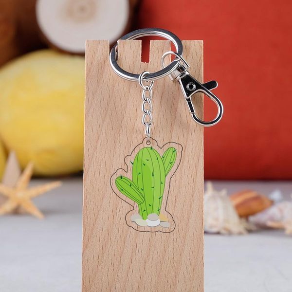 

1pc cool cactus plant cactus acrylic key chain pendant keyrings, Silver