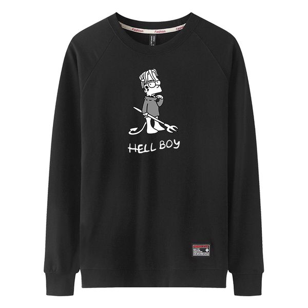 

hell boy lil peep o-neck mens hoodies autumn cotton sweatshirts 2019 hooded love lil.peep men hip hop rapper hoodie streetwear, Black