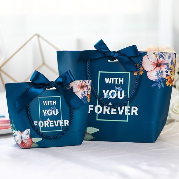 

personalized custom wedding candy box high end packaging paper gift bags with ribbon hand rope baby shower birthday party decor