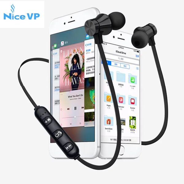 

sports magnet stereo bluetooth earphone with hd mic wireless sport headset earbuds for android ios with retail box