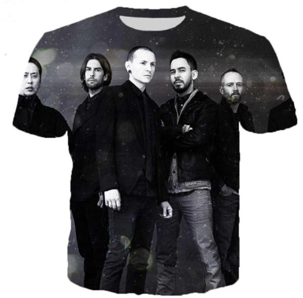 

новые горячие продажа мода популярные linkin park футболка 3d печати мужчины / женщины унисекс смешные лето круглый воротник с коротким рука, White;black