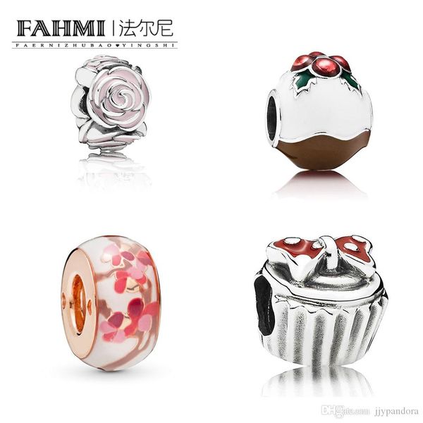 

hywo 100% 925 sterling silver charming longevity peach series garden clip christmas pudding cake charm bracelet beads ing, Black