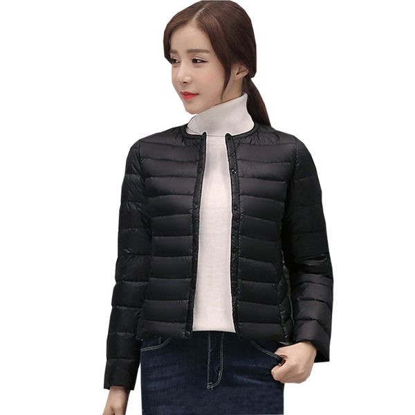 

2017 autumn winter ultra light down coat short parkas slim white duck down jackets lady casual outwear women jacket re0144, Black