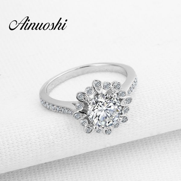 

ainuoshi luxury 1.25 круглый cut белый сона halo bridal кольца 925 стерлингового серебра цветов свадебные обручальное годовщина подарков y20, Slivery;golden