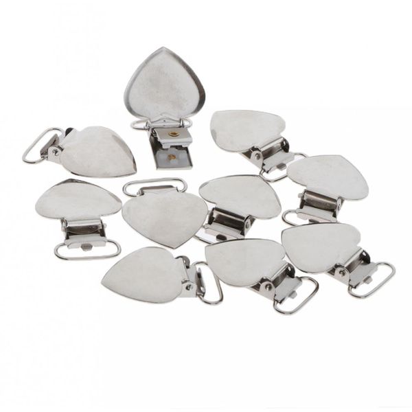 

10pcs/set heart shape pacifier bib clips holder silver for ribbon craft diy, Black