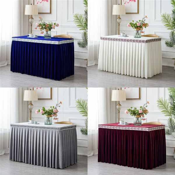 

pleated flannel l table skirt for table cloth cover wedding party banquet decor one piece skirting