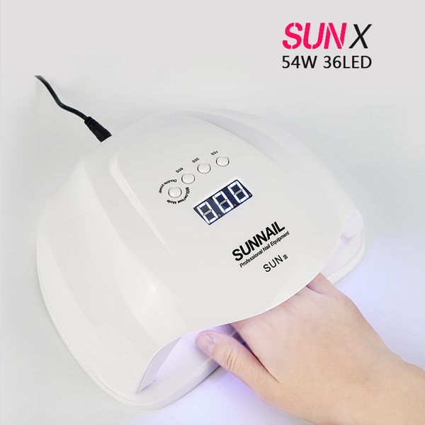 

54w uv led lamp nail dryer 10s/30s/60s/99s timer lcd display nail lamp eu plug all gel polish curing with bottom