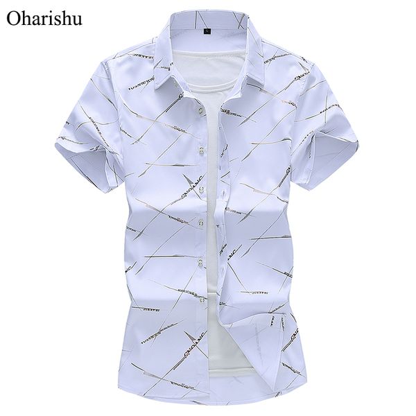 

5xl 6xl 7xl men's summer shirt new design fashion printed short sleeve shirt mens casual office business work shirts male, White;black