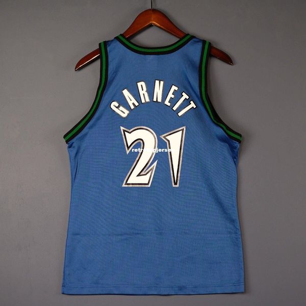 

100% stitched #21 kevin garnett champion jersey mens blue vest size xs-6xl stitched basketball jerseys ncaa, Black;blue