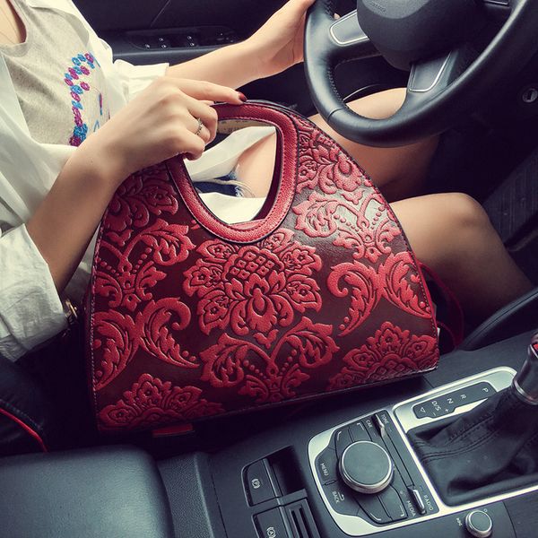 

crossbody bags woman package pu leather handbags nation wind bag single shoulder span handbag embossing bag