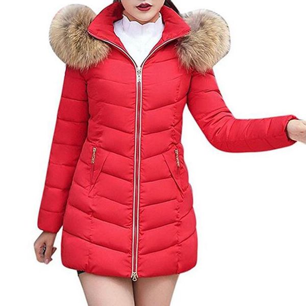 

new women's winter long down coat warm slim hoodie padded puffer jacket, Black