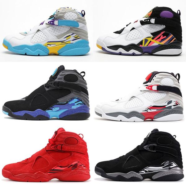 

jumpman 8 8s men shoes valentines day aqua white black chrome countdown pack 3peat playoff mens trainer sports sneaker -13
