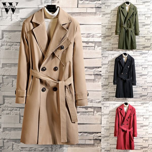 

womail button jacket men new style autumn winter fashion solid lengthened jacket casual wild pocket jackets and coats 2019, Black;brown
