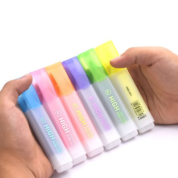 

fluorescent marker pen 18 pcs a lot student color rough stroke highlight eye-catching 6-color highlighter stationery deli s625, Black;red