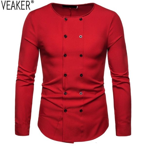 

nieuwe mannen effen kleur shirt heren lange mouwen slim fit casual shirts mannelijke double breasted business shirt 2xl, White;black