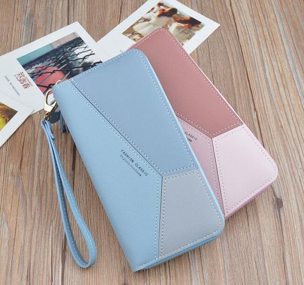 

designer women handbag purse female long korean version color stitching zipper large-capacity money mobile phone bag wallet card bags/7