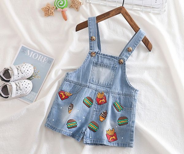 

80-100cm height new 2019 summer baby boys cartoon denim overall fashion style boys denim short pant kids overalls, Blue