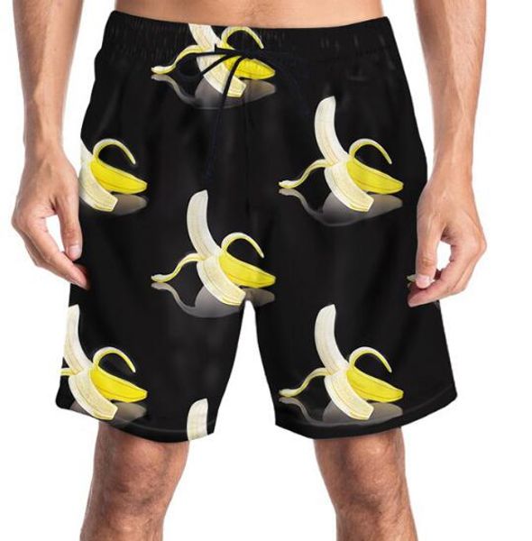 

fashion mens summer beach shorts 3d fruit banana digital print casual board shorts swimwear surf swimming quick-dry running sport pants