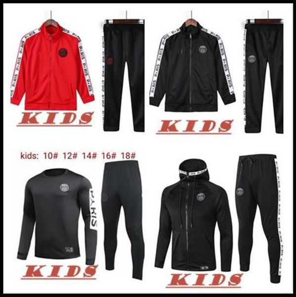 

paris kids kit jacket 2019/20 youth training suit 19/20 lucas icardi football jersey hoodie for children, Black