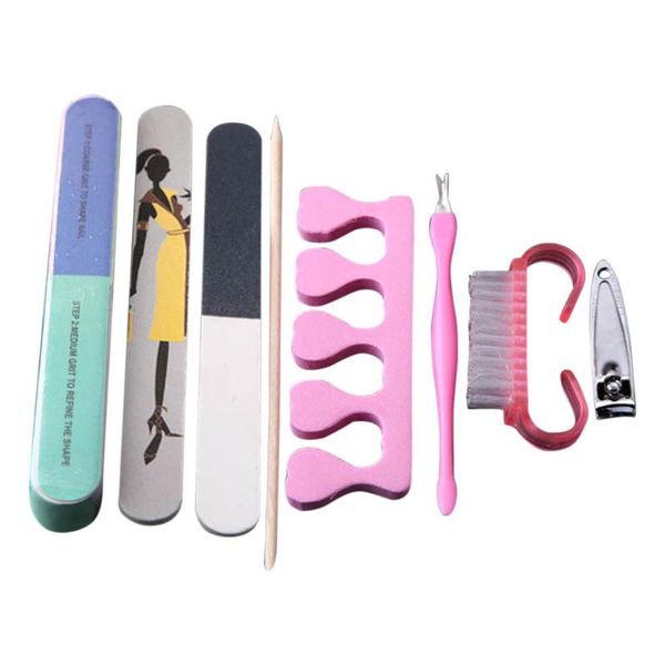 

8pcs pro manicure kit long nail files brush nails art beauty tools set cjing