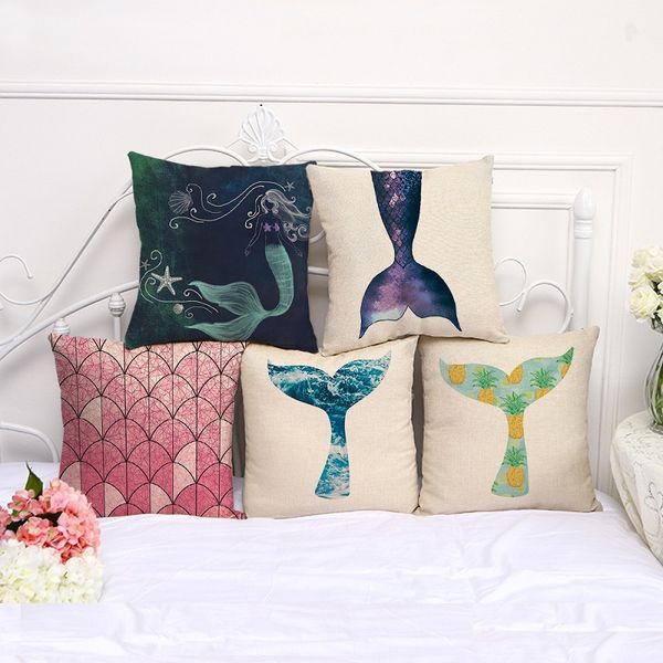 

русалка fish tail наволочка кровать pillowcover хлопок белье этнический автомобиль подушки обложка диван спальня throw подушка наволочки 100