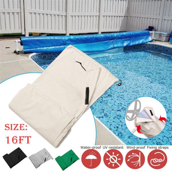 

2020 pool cover roll blanket cover garden courtyard pool waterproof outdoor roll 16' feet accessories