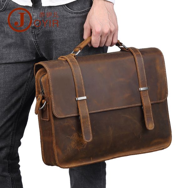 

horse vintage leather man bag casual fashion men's briefcase handbag cross section shoulder computer bag