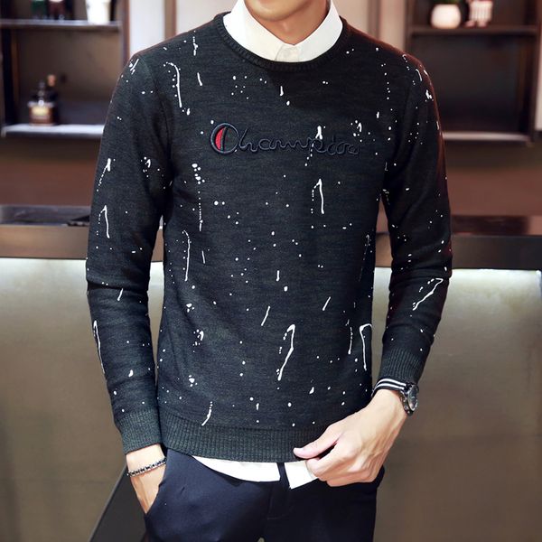 

brand clothing men sweater fashion 2018 autumn winter new pull homme casual o-neck long sleeve slim fit knitted pullovers male, White;black