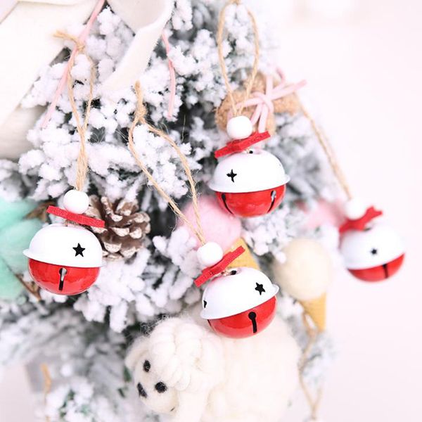 

10pcs metal bells christmas tree hanging ornaments red white jingle bells christmas decoration color bell pendant diy crafts