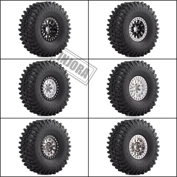 

injora 4pcs metal 1.9 beadlock wheel rim tires set for 1/10 rc crawler car axial scx10 90046 traxxas trx-4 redcat gen 8