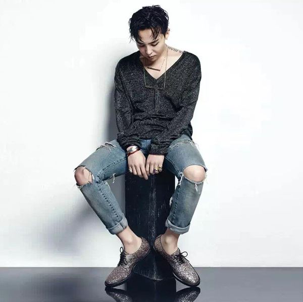 

bigbang 2019 new g-dragon high waist casual jeans k- women's light blue slim feet tight jeans men fashion streetwear clothes