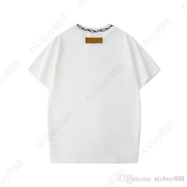 

2020 summer designer luxury mens clothing t-shirt classic striped embroidery neck back leather letter tshirt casual tee t shirt tshirt, White;black