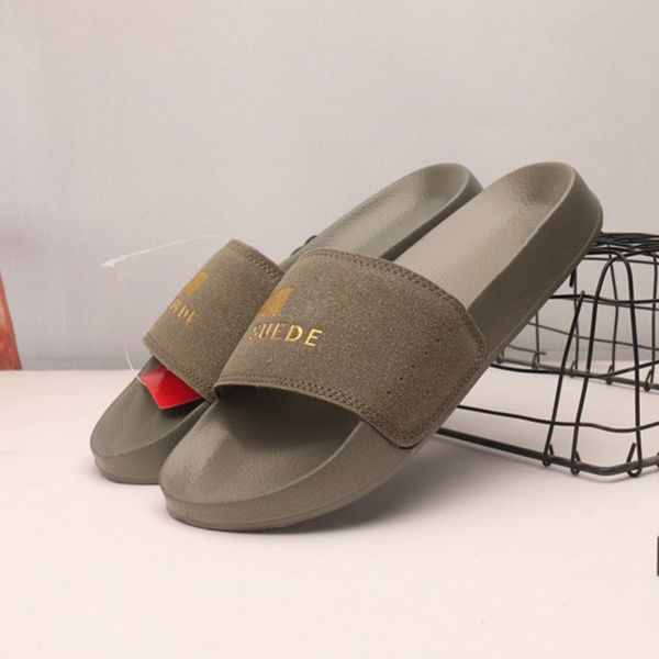 

High Quality Rihanna Leadcat Suede Slippers Mens Womens Designer Sandals Luxury Slides Fashion Ladies Wide Flat Slippery Flip Flop
