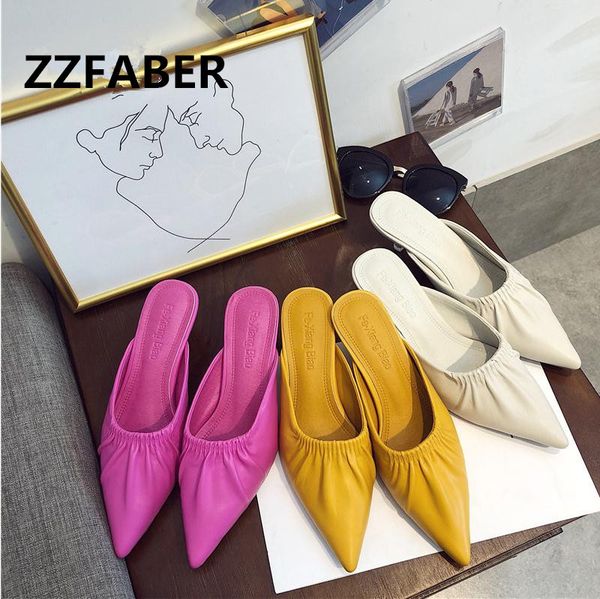

low heels mules for women pointy toe stiletto women slippers heels slippers slides, Black