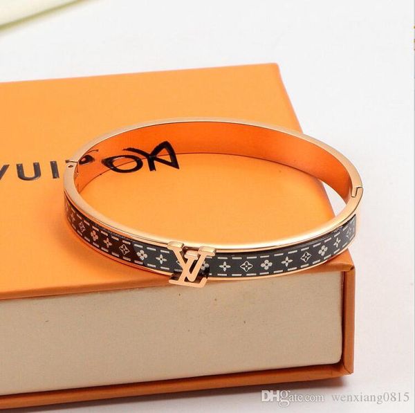 

fashionable new rose gold 316l stainless steel luxury bracelet star print black steel designer bracelet wholesale