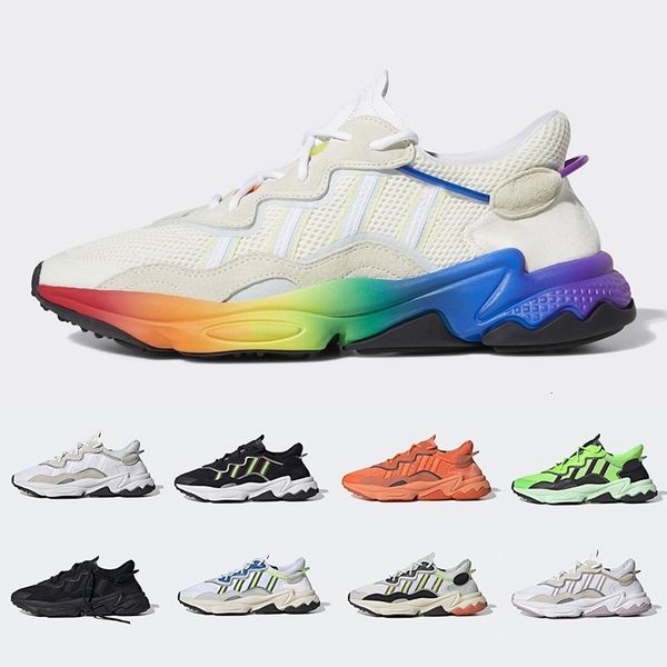 

fashion orange xeno ozweego for men women running shoes neon green solar yellow halloween tones core black trainer sports sneakers