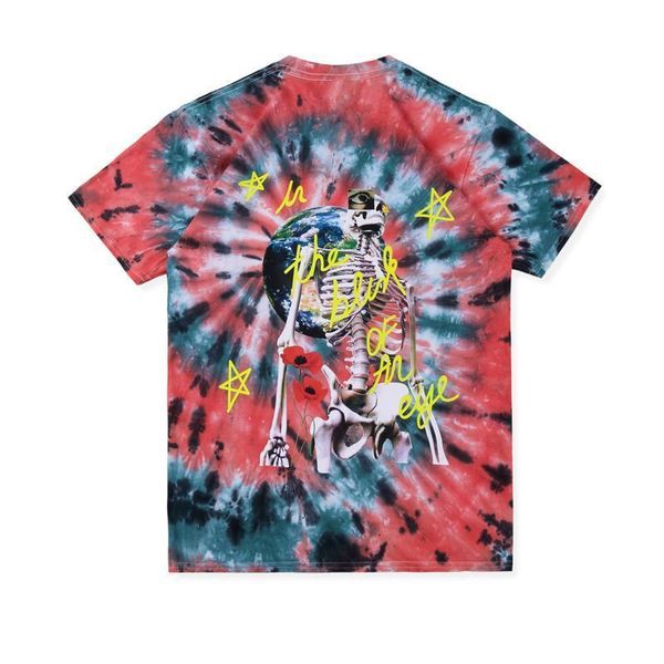 

19ss joint tie-окрашенного скелет tee красной моды мужчины женщина summer tee классического street скейтборд повседневные короткие рукава te, White;black