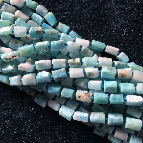 

dominican republic natural genuine raw mineral blue larimar nugget form smooth beads 05924, Black