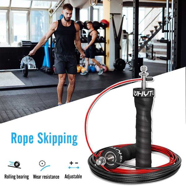 

men adjustable speed skipping rope strength workout jump rope cable nonslip handle gym jumping fitness training crossfit