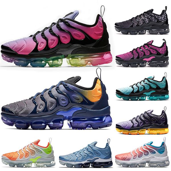 

classic brand cushions tn plus women mens running shoes betrue blue orange sunset geometric black white tns trainers designer sneakers