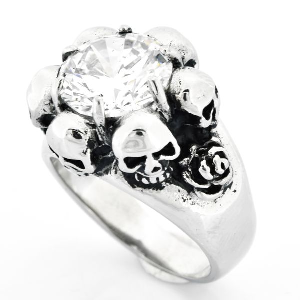 

fanssteel stainless steel mens vintage jewelry skulls rose stone ring gift for mason brothers sisters fsr10w05, Silver
