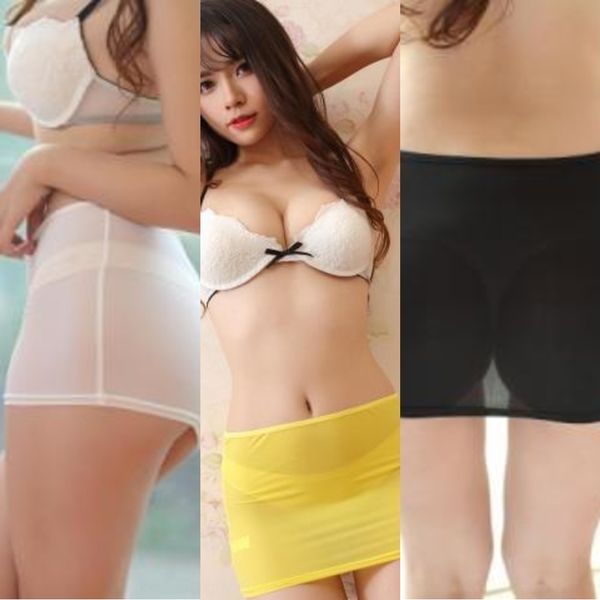 

perspective thin ice silk mini tight mini mini transparent tight skirt hip-tied nightclub hip-covered skirt, Blue;red