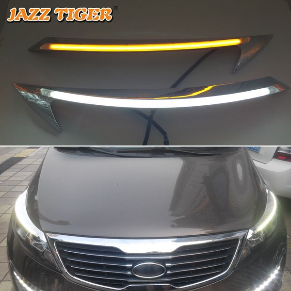 

jazz tiger 2pcs car headlight decoration yellow turn signal 12v drl led daytime running light for kia sportage 2011 - 2015