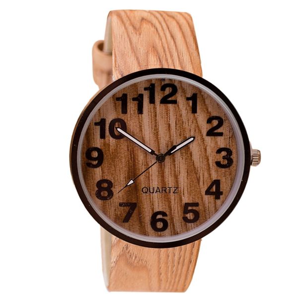 

women watch leather strap bracelet watch gift clock fashion wood grain printing ladies quartz wristwatch kol saati#b, Slivery;brown
