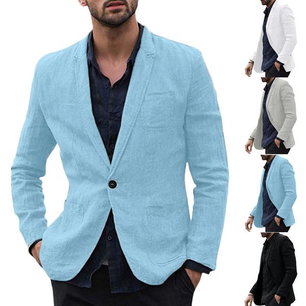 

men's slim suit jackets new fashion casual men slim fit cotton blend solid long sleeve thin suits blazer jacket outwear m-3xl, White;black