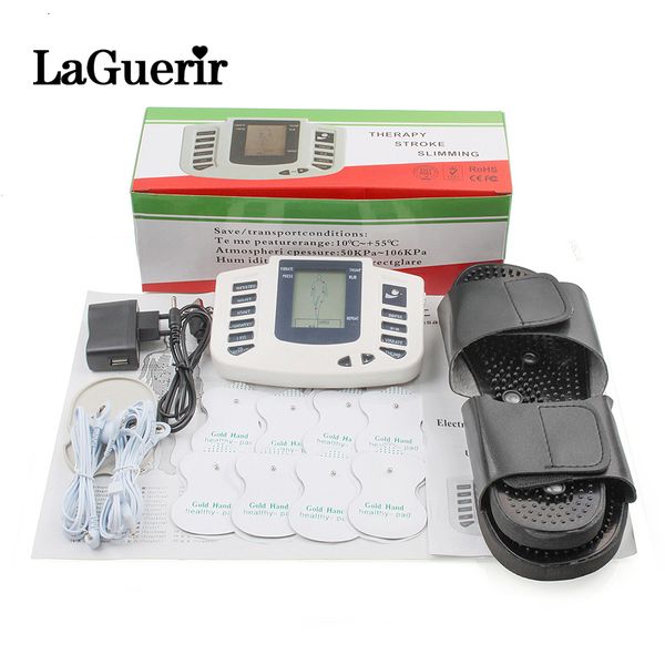 

new russian button electrical muscle stimulator body relax muscle massager pulse tens acupuncture therapy slipper+8 pads+box ly191203