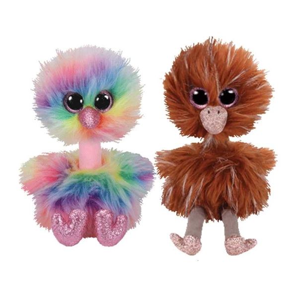 20cm New Ty Beanie Boos Rainbow Ostrich Med Brown Ostrich Reg