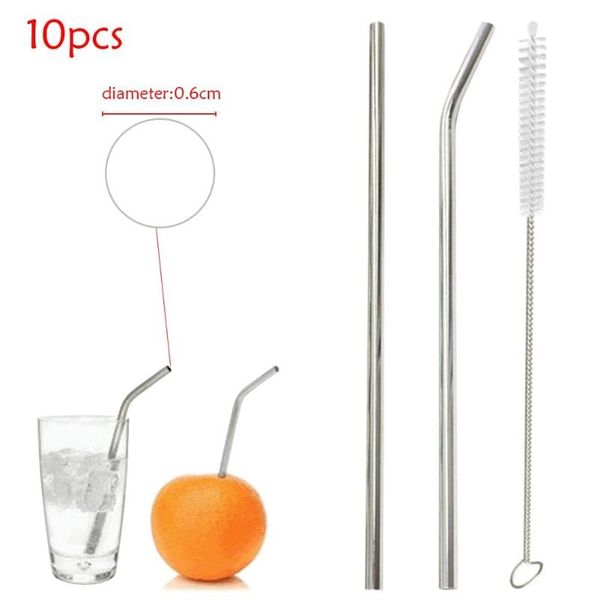 

1/5/8/10 pcs stainless steel metal drinking straws cleaning brushes sets reusable drinking tube straw bend pipette suction pipes